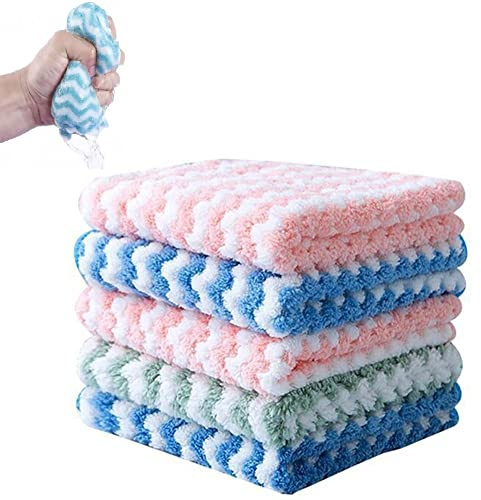 Yoovat Straseapoit Microfiber Cleaning Rag, Super Absorbent Microfiber Cleaning Cloths, Multifunction Reusable Scouring Towel Pads for Kitchen, Bathroom (10 PCS,9.8 * 9.8 inch)