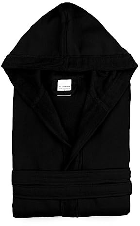 Morbidissimi Accappatoio Monoterry Cotone e Spugna per Uomo e Donna, Con Cappuccio, Cinturino e 2 Tasche, Morbido 230 gr/mq, Accappatoi J534(Accapatoio Nero, 3XL)