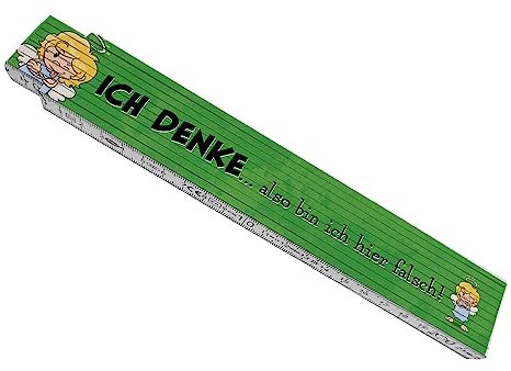 Engel Meterstab aus Holz mit Spruch - Mit Denken bin ich hier falsch für Männer Handwerker Engel Zollstock frech Meßlatte praktisch neckisch