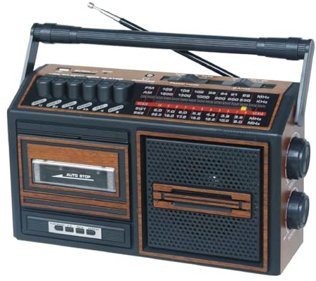 XLTEAM Retro Boombox Kassettspelare, Vintage bärbar inspelare, FM Plug-in E USB AM Card Holder, med hörlursuttag, för retro heminredning