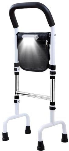 Ältere Stehhilfe,Aufstehhilfe Bett,Verstellbare Höhe Aufstehhilfe,Mobile Aufstehhilfe mit Aufbewahrungstasche und 4 Haltegriffen und Bewegungslicht,Geeignet für Ältere und Behinderte Menschen,Gehhilfe