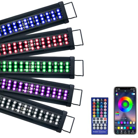 VARMHUS LED Adjustable Aquarium Fish Light with Remote and APP Control, IP68 Waterproof, Multiple Light and 10 Brightness Modes (60-80cm)