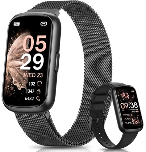 Sanorum Smartwatch Damen, 1.47 Fitnessuhr Pulsuhr SpO2 Schlafmonitor, 24 Sportmodi Aktivitätstracker Nachricht WhatsApp Menstruationszyklus Schrittzähler Sportuhr Wasserdicht IP68 Android iOS Schwarz