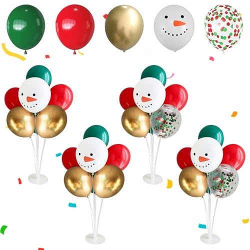 28 Stück Weihnachten Luftballons mit 4 Sets Ballonständer Weihnachts Luftballons Weihnachtsmann Ballons Weihnachtsdeko Tisch Ballon Stand für Weihnachten Party Geburtstag Hochzeits Dekoration