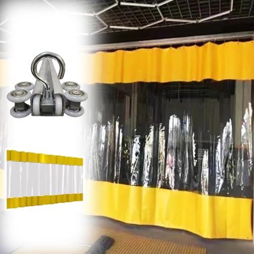 Tenda divisoria Gialla per Garage con Ganci per binari - Schermo Termico Retrattile in PVC per Aree di Lavoro, divisorio Quick Space, 2,3x2 m (7,5x6,6 Piedi)
