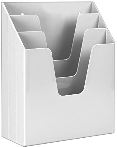 Acrimet Organizzatore Porta Cartelle Verticale a Triplo Scomparto, Separatore per File (Plastica) (Colore Bianco)