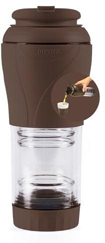 pressca Portable Cafetiere Small French Press with Reusable Filter, Coffee and Tea Infuser, Manual Press System, Compatible Ground Coffee, Compact Travel Coffee Maker 350 ml