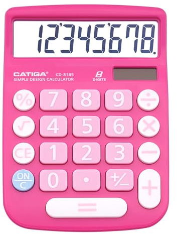 CATIGA CD-8185 Taschenrechner für Büro und Zuhause, 8-stelliges LCD-Display, geeignet für den Schreibtisch und unterwegs, Rosa