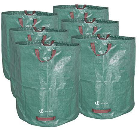 VOUNOT® Gartenabfallsack 272 Liter, 6er Gartensäcke für Grünabfall, Selbststehend und Falt, Laubsack Selbstaufstellend aus robustem Polypropylen-Gewebe (PP) 150gsm