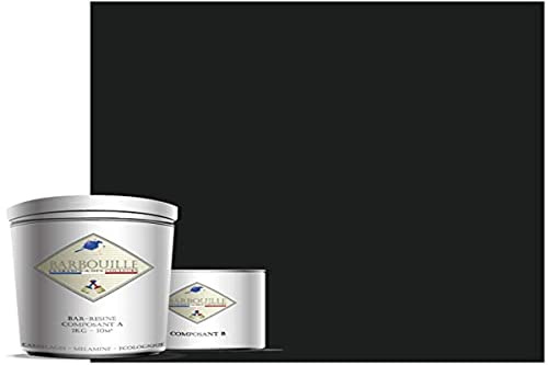 Peinture Résine Noir Vodounô - Résine Epoxy Bi-Composants - Effet Mat - Peinture Mur, Plafond, Boiserie, Carrelage & Métal - Lessivable - COV A+ - Fabriquée En France - 750 ml - BARBOUILLE