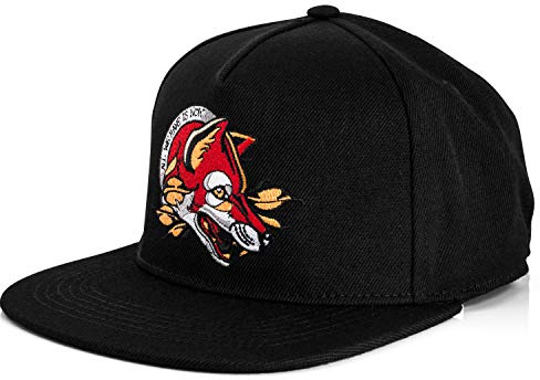Blackskies® All We Have Is Now Snapback Cap | Herren Damen Schirm Premium Baseball Fuchs Mütze Kappe Basecap Kappe Tattoo Neo Traditional - Schwarz
