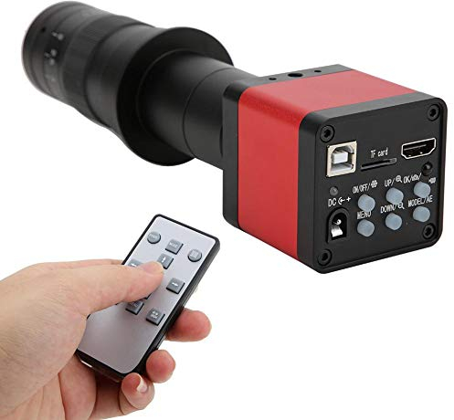 Industrielles Mikroskop, 48 MP, 1080P/720P, USB, industrielles Videomikroskop, Kamera, industrielles elektronisches digitales Videomikroskop, Kamera mit 180-facher C-Linse (UK-Stecker)