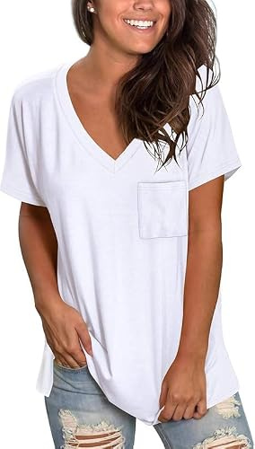 MOLERANI été t-Shirts pour Femmes col en V Basique Hauts à Manches Courtes Ample Blouses décontractées
