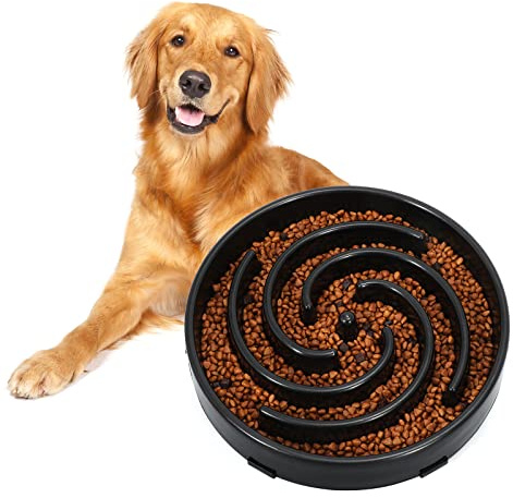 Slow Feeder Dog Bowls for Large Medium Dog Non Slip Maze Puzzle Bowl Pet Slower Food Feeding Dishes Interactive Bloat Stop Preventing Choking Healthy Dog Bowl, Black