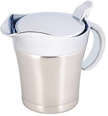 Sauciere, Sauciere aus Edelstahl 304 mit Klappdeckel, doppelwandig isolierter Design Saucenwärmer, 450/750ml Spülmaschinenfest(Kleine 450ml)