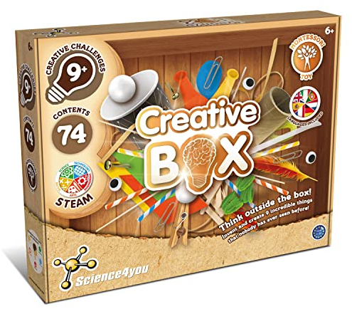 Science4you Kreativ Set für Kinder - Montessori Spielzeug mit 74 Bastelmaterial für Kinder, Spielzeug mit Bastelset für Kinder, Diy Set, Spiele und Geschenke für Mädchen und Junge, Mittel