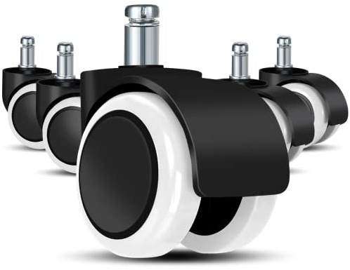 Kontorsstolshjul (set med 5) – 11 mm/22 mm reservhjul för spelstolar, snurrstolar, hjul för kontorsstolar för att skydda golvet, perfekt för parkett-, laminat-, kakel- och stengolv (vit) ..
