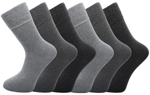 SOCK-TEC Lot de 6 paires de chaussettes non élastiques en coton doux pour homme diabétique Large grip