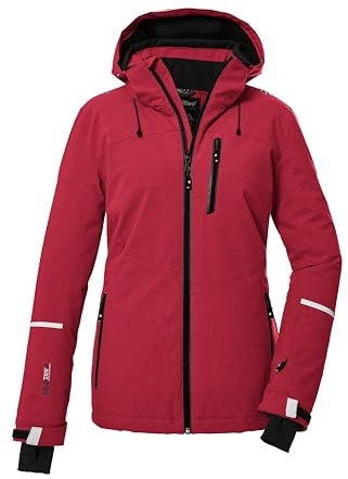 killtec Damen Skijacke/Funktionsjacke mit abzippbarer Kapuze und Schneefang KSW 81 WMN SKI JCKT, modern red, 38, 39746-000