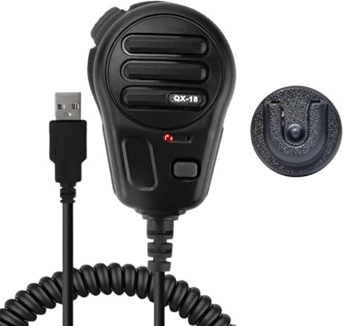HYSHIKRA USB-A-mikrofon, mikrofon PTT och programmerbar nyckel för amerikansk lastbil simulator, PC, bärbar dator, mobiltelefoner, PC-spel med mikrofonhållare och programmeringsprogramvara (utan