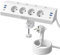 Tischsteckdose mit USB, 4 Fach Steckdosenleiste Schreibtisch mit Einzeln Schalter, 10-in-1 Ecksteckdose mit 4 USB A & 2 USB C (PD 20W) mit 2M Kabel, Überspannungsschutz Steckdose Tisch für Büro, Weiß