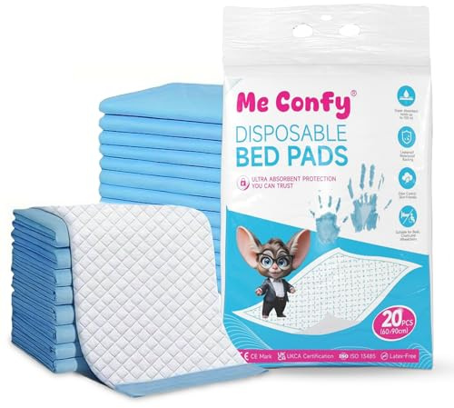 20 x Me Confy Incontinence Bed Pads | 60x90 cm Disposable Sheets | Ultra-Absorbent, Leak-Proof Protection | Cotton Core | Ideal for Adults & Maternity Care| Bed and Chair Protector Mat