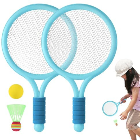 Walopola Badmintonschläger für Kinder,Badmintonschläger für Kinder | Rutschfester Badmintonschläger für Kinder,Mit Federball und Tennisball, Eltern-Kind-Interaktions-Sportspielzeug