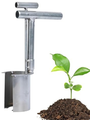 Piantatrice da giardino – Piantatrice da giardino manuale | Strumento per piante a bulbi in acciaio inox | Fioriera da giardino | Fioriera a bulbi | Attrezzo manuale per piante da giardino per scavare