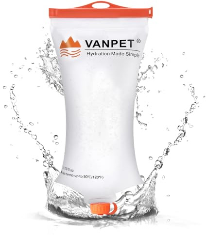 VANPET Upgrade Water Bag 2L Compatible with Sawyer Squeeze Water Filter, Durable TPU Material, BPA & PVC Free Squeeze Pouch, Collapsible Hydration Canteens for Camping Hiking Cycling (2L)