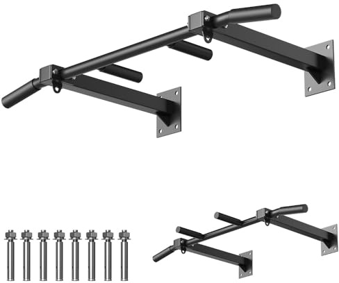Wall Mount Pull Up Bar, Joist Mount Pull Up Bar, Beam and Rafter Mounted Chin Up Bar for Home Gym With Wood Mount and Wall Mount Screws (Black5)
