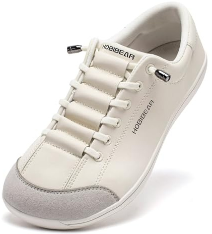 HOBIBEAR - Zapatos minimalistas de moda para mujer y hombre con puntera ancha, tipo pies descalzos, suela plana, gris claro, 36 EU