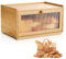 VEVOR Panera para Encimera de Cocina, Contenedor de Bambú de Gran Capacidad para Almacenar Pan, con Panel de Puerta Acrílico Ondulado, Color Madera Natural, Forma Rectángulo, 400 x 250 x 220 mm