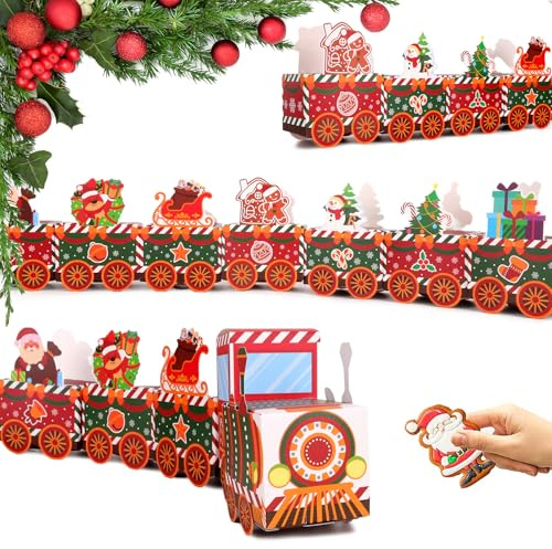 Zidoley Kit per calendario dell'Avvento 2025, fai da te, vuoto, 24 pezzi, per creare il tuo treno rosso, scatole per il conto alla rovescia per dolcetti, caramelle, biscotti, cioccolato, vari snack