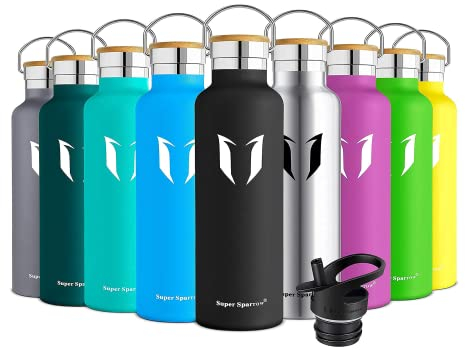 Super Sparrow Stainless Steel Water Bottle - 350ml - Vacuum Insulated Metal Water Bottle - Standard Mouth Flask - BPA Free - Straw Water Bottle for Gym, Travel, Sports