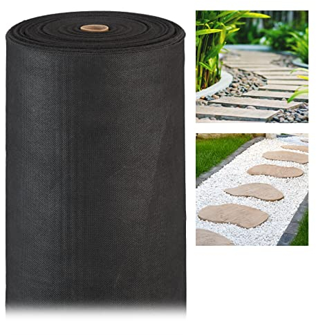 2 Mallas Antihierbas 150 g/m² Permeables y Resistentes a los Rayos UV, Polipropileno, 50 m c/u, Negro