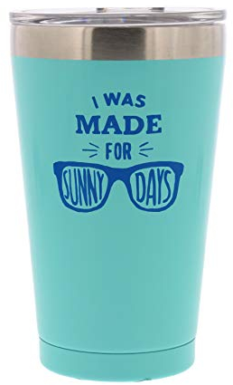 Reduce Edelstahlbecher mit Deckel, 16 oz - Verabschieden Sie sich von warmen Getränken - Ideal für Zuhause und Reisen - Perfekt für Bier, Wasser, Limo und Kaffee - I Was Made For Sunny Days
