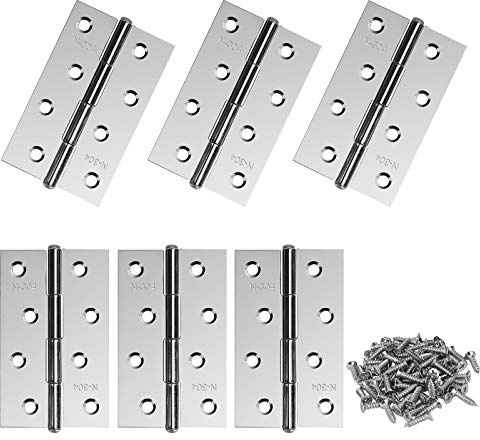 Charnières en Acier Inoxydable Charnière de Porte Meuble Charnière Connecteurs avec Vis pour La Maison Meubles Matériel Armoire Garde Porte Tiroir 89 * 54mm 6 Pièces