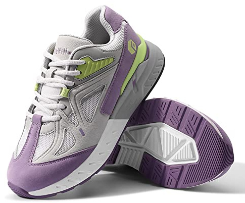 FitVille Womens Extra Wide Fit Trainers Ladies Walking Running Shoes Comfortable Jogging Sneakers for Plantar Fasciitis Flat Feet, Light Purple, 6 UK Wide