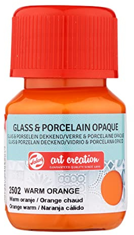 Talens Art Creation - Glass & Porcelain Opaque Paint 30 ml - Warm Orange 2502 - Vibrant Colour for Ceramics & Glass