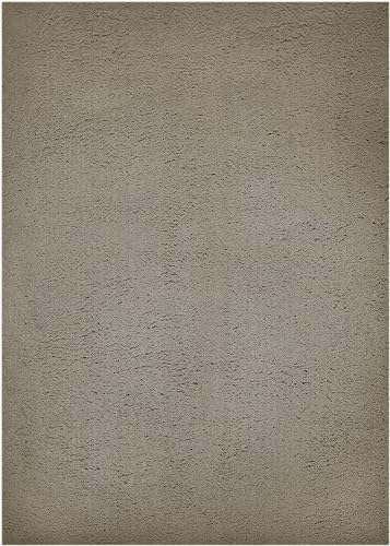 andiamo Teppich San Paolo moderner stilvoller Hochflor Teppich Wohnzimmer Schlafzimmer aus 100% Polyester Florhöhe ca. 27 mm geeignet für Fußbodenheizung geeignet 60 x 130 cm Taupe