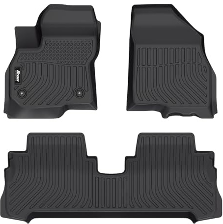 IKON MOTORSPORTS 3D TPE Floor Mats, Compatible with 2017-2023 Chevrolet Bolt EV, All Weather Waterproof Anti-Slip Floor Liners, Front & 2nd Row Full Set Car Interior Accessories, Black