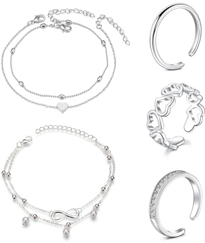 incaton Anelli da Piede per Donne Freccia Infinita Vintage Nodo Fiore Anelli da Punta Regolabili Anelli da Punta Estate Spiaggia Piedi Set Gioielli