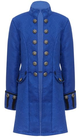 Yartina Boys Medieval Renaissance Tailcoat Costume Steampunk Gothic Victorian Vintage Jacke Coat Formal Frock Coat Blue 7-8 Years