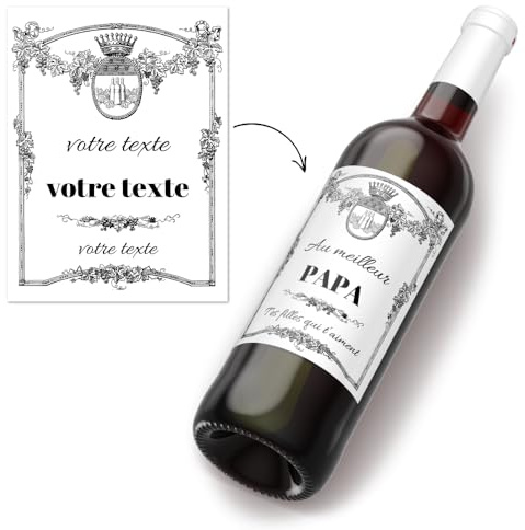 Etichette personalizzabili per bottiglie di vino (set di 6) blu bianco rosso - aggiungi la tua foto e testi - etichetta personalizzata