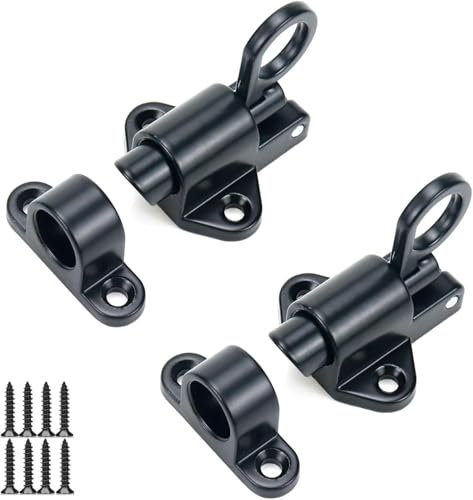 2 Piezas Pernos de Resorte Deslizantes, Pestillo Deslizante con Resorte, Perno de Resorte de Puerta, Inoxidable de Pestillo Deslizante, Perno de Resorte de Puerta con Tornillos(negro)