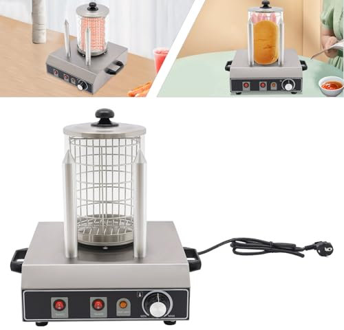 422W Profi Hot Dog Maker WurstwäRmer Maker Maschine Edelstahl Wurstkocher Maschine Würstchenkocher Einstellbare Temperatur Silber