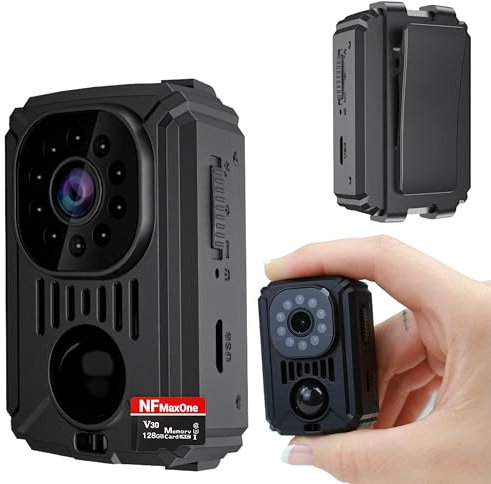 Mini Cámara Espía Oculta HD Sin Wifi – Camara Vigilancia de Coche con Visión Nocturna y Detección de Movimiento, Funciona sin Internet, 11 Horas de Batería - Camara Vigilancia Sin Wifi, MicroSD 128GB