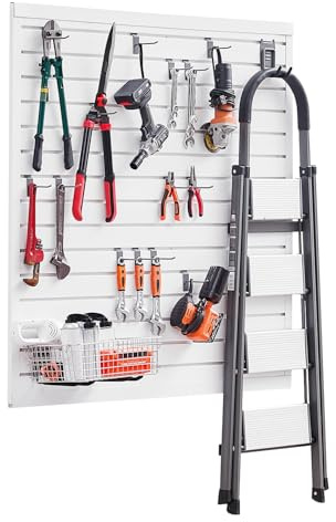 VEVOR Slat Wall Paneling, 4 x 4 ft, PVC Garage Slatwall with Modular Design, White Slat Wall Easy-to-Install Adjustable Slatwall Panel with Coupling Structure & DIY Cutting, Fits for Storage & Display