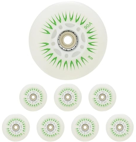 JCCHT Roues Patins à roulettes luminescentes 60mm, 62mm, 64mm, 68mm, 70mm, 72mm, 76mm, 80mm, Roues Patins à Roues alignées Simples Lumineuses avec roulements, lot 8,Vert,80mm