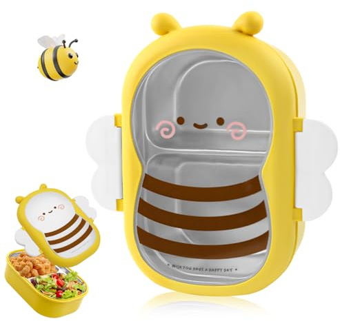 DGMI Fiambrera para Niños de Acero Inoxidable Fiambrera, para el Desayuno Sostenible, Fiambrera y Sandwichera, de Plástico sin BPA, para el Jardín de Infancia/Lunchbox